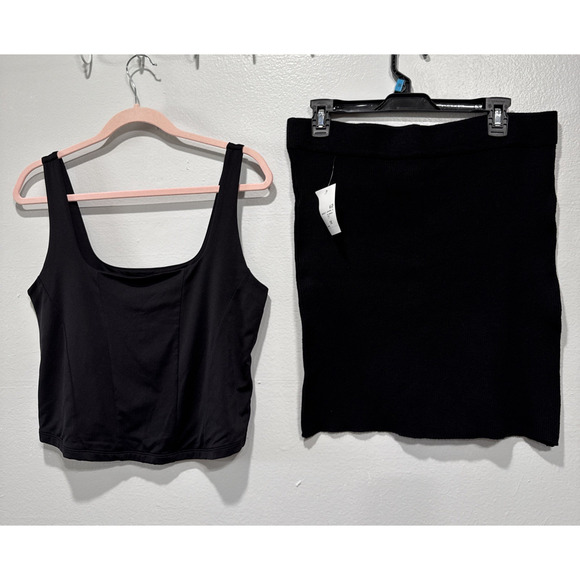 Forever 21 Womens Crop Top & Knit Pull On Skirt Plus Size 1X Stretch Coquette - Picture 1 of 12